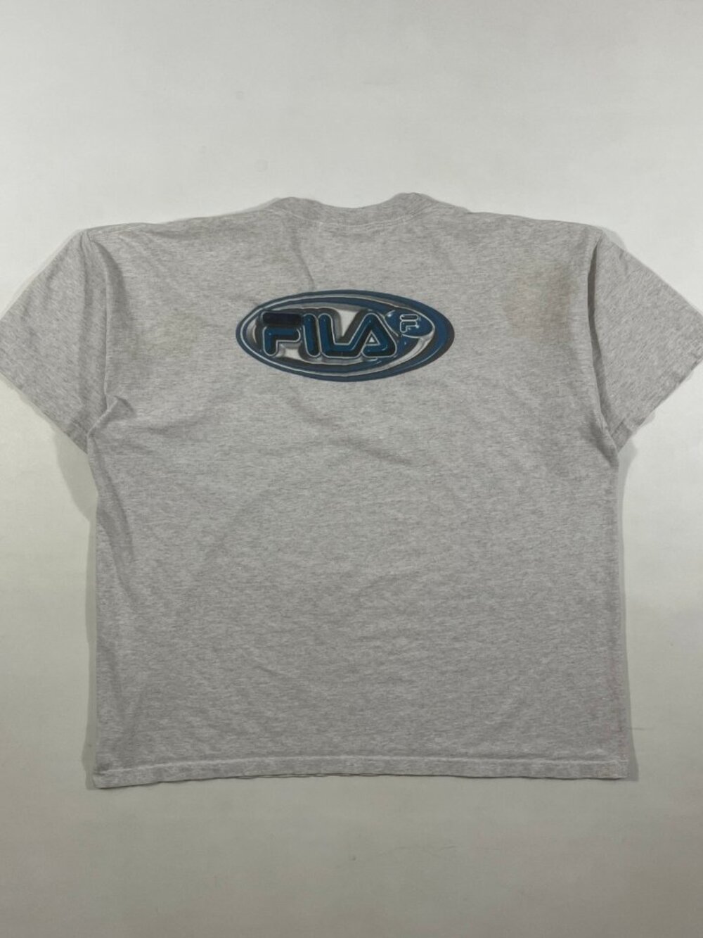 Vintage Y2K FILA Made in USA Heather Gray Big Logo Tee XXL